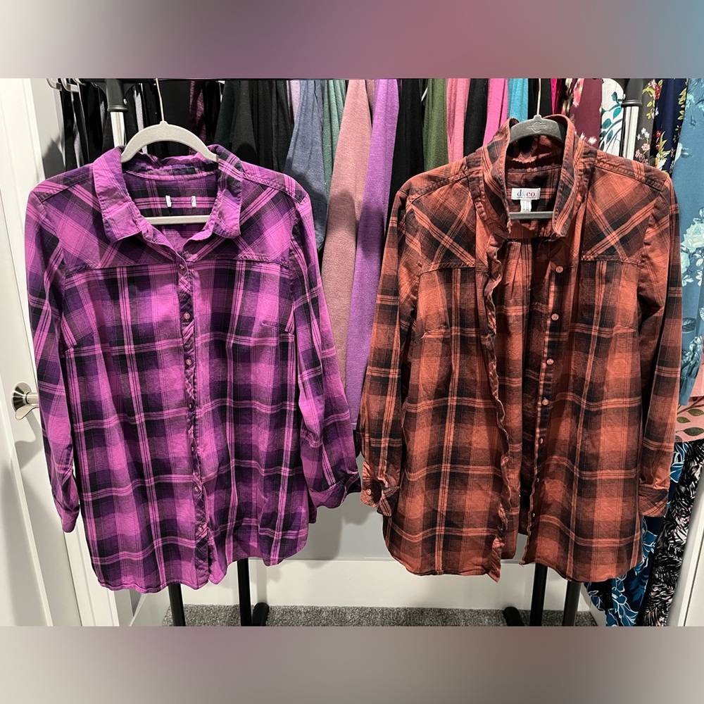 Denim & Co. Button Up Shirts - Set of 2